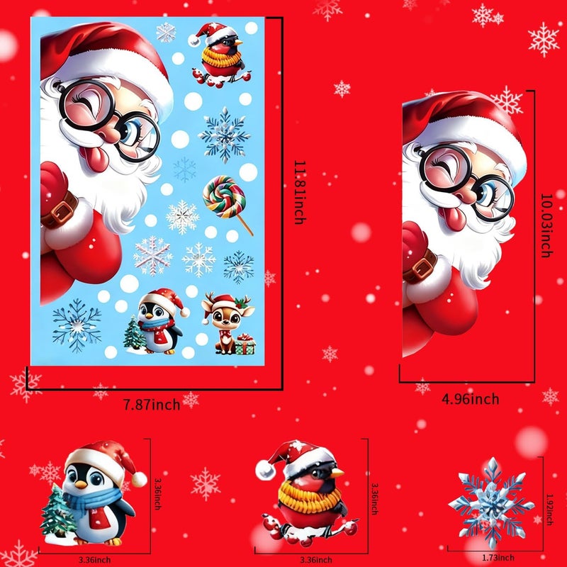 MAOTOAM Christmas Decoration Christmas Window Clings,55 pcs Static Decorative Stickers 2sheets, Double-Sided Glass Decals, Indoor Holiday Cartoon Decorations Sticker - Image 3